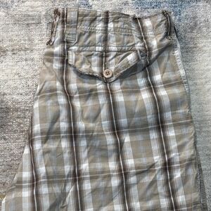 BKE Men's Plaid Shorts Size 38 Tan Brown Casual Cotton – Small Flaw
